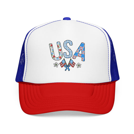USA Floral Trucker Foam Mesh Hat